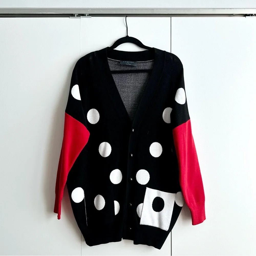 Exquise Polka Dot Patterned Knitwear Cardigan